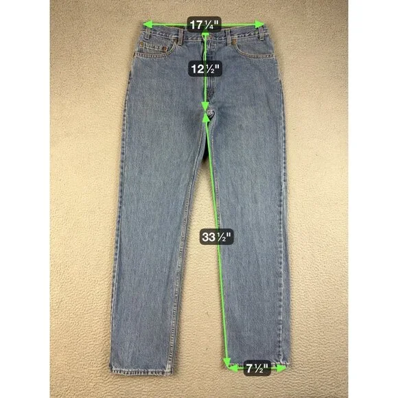 Levi's Jeans Men's 36x34 Blue Denim Straight Leg 505 Classic American Pants - Picture 3 of 7